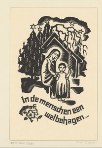 1933-as karácsonyi képeslap Bernard W.M.-től. Ottevanger alkotó: Fré Cohen