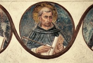 Penaforti Szent Raymond részlete. A firenzei San Marco kolostor káptalanházának díszítése. Guidolino di Pietro vagy Fra Giovanni da Fiesole dit Beato Angelico (Fra Angelico) festménye alkotó: Fra (c.1387 1455) Angelico