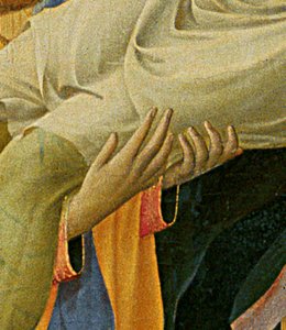 Detail des Santa Trinita Altarbildes, Rahmen und Giebel von Lorenzo Monaco, fertiggestellt ca. 1434