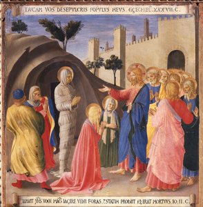 Lázár feltámadása. Krisztus élete, Armadio degli Argenti. (Tempera fán alkotó: Fra  Angelico