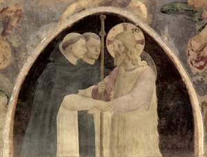 Krisztus üdvözli a két domonkos testvért, 78936 freskórészlet alkotó: Fra Angelico