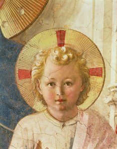 Részlet a Krisztus-gyermekről a Madonna delle Ombre Az Árnyak Madonnájából, 1450-es freskó