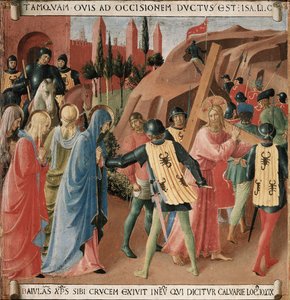 Krisztus életének története: felmászás a kálváriára, kereszthordozás alkotó: Fra Angelico