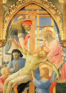 Santa Trinita oltárkép, a keresztről leengedett halott Krisztus részlete, 1434 körüli tempera és arany a panelen