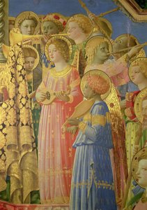 A Szűz koronázása, zeneangyalokat bemutató részlet, 1430-32 körüli olaj, 60319-es tábla részlete alkotó: Fra Angelico