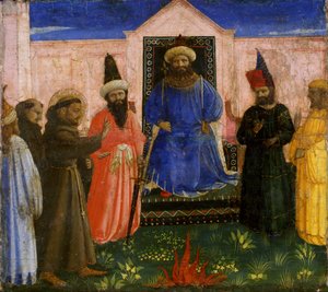 Szent Ferenc tűzpróbája a szultán előtt, 1435-40 körül (tempera nyárfán)