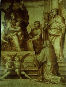 A Nagytanács oltárképe, a Szűzanya bal oldalán összegyűlt szenteket ábrázoló részlet, 1510 alkotó: Fra Bartolommeo