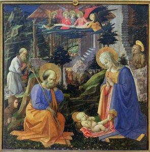 A Gyermek imádása SS-sel. Hilary, Jeromos, Mária Magdolna és az angyalok (tempera a panelen) alkotó: Fra Filippo Lippi