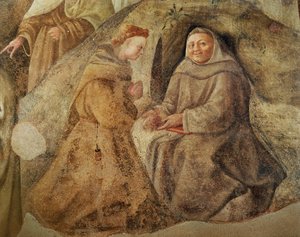 A karmelita uralom reformja, két karmelita szerzetes részlete, 1422 körüli freskórészlet 94764-ből alkotó: Fra Filippo Lippi