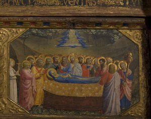 A Szűz halála Az Angyali üdvözlet retable 5 Predella jelenettel, 1430-1432 alkotó: Fra Giovanni Angelico da Fiesole