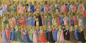 Krisztus elődei szentekkel és mártírokkal panel a Fiesole San Domenico oltárképből, c. 1423-1424