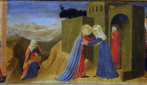 A Látogatás. Az oltárkép Predella Az Angyali üdvözlet, c. 1433-1434.