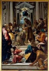 Assisi Szent Ferenc (1181-1223) Saint Claire (1193-1253) haját vágja. Semplice De Verona festménye (1589-1654) Ec. Ital. alkotó: Fra Semplice da Verona