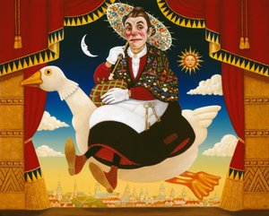 Dan Leno (1860-1904) mint Mother Goose, 1996 (olaj és tempera a panelen)
