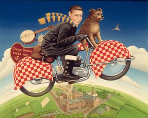 George Formby – Speed Ace, 1989 (olaj és tempera a panelen) alkotó: Frances Broomfield