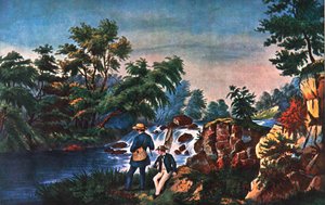 The Trout Stream, kiadó: Currier & Ives alkotó: Frances Flora Bond (c.1812 76) (after) Palmer