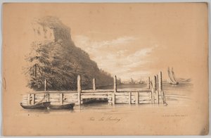 Fort Lee Landing, in: The New York Drawing Book, Containing a Series of Original Designs a..., 1847. alkotó: Frances Flora Bond Palmer
