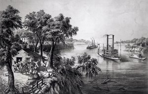 Alacsony vízállás a Mississippin, kiadó: Currier és Ives, 1867.