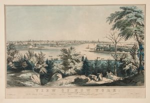 Kilátás New Yorkra a Weehawken-North River felől alkotó: Frances Flora Bond Palmer