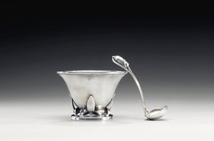 Tál és kanál, 1910 körül (ezüst) alkotó: Frances MacBeth Glessner