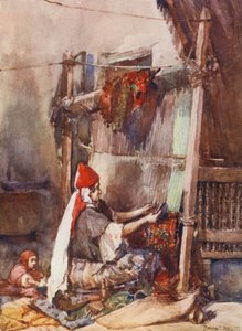 Szőnyegkészítés (színes litográfia) alkotó: Frances Nesbitt
