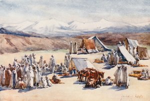 Piaci nap, Timgad (színes litográfia) alkotó: Frances Nesbitt