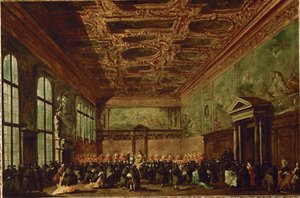 La salle du college au palais des Doges a Venise - A tanácskozóterem a Dózse-palotában, Velence ...