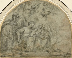 Pihenjen az egyiptomi repülésen alkotó: Francesco Albani