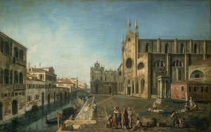 Kilátás Velencére a Santi Giovanni e Paolo templommal. 1735-1740