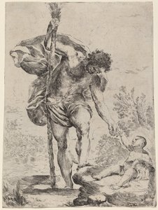Szent Kristóf kezet nyújt a kisded Jézusnak, 1650-es évek. alkotó: Francesco Amato