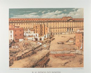 Olaszország, Nápoly, Albergo dei Poveri (Szegények Hospice) 1889 (litográfia)
