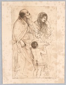 Püspökszent, aki egy mintavárosra mutat, más alakokkal, Guercino rajza után alkotó: Francesco Bartolozzi