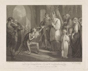 Jeanne of Arc átveszi a felszentelt zászlót Joan of Arc Orleans-i szobalány átveszi a felszentelt transzparenst (cím a tárgyon)