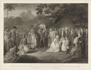 Kapitein James Wilson az Eiland Otaheité Matavai (Tahitin) átadása James Wilson kapitánynak Az Otaheite-szigeten található Matavai körzet átadása James Wilson kapitánynak az adott társaság által odaküldött misszionáriusok használatára alkotó: Francesco Bartolozzi