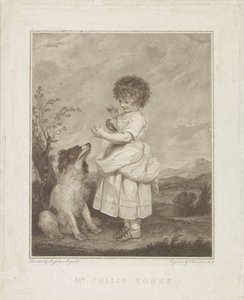 Philip Yorke portréja kutyával és madárral alkotó: Francesco Bartolozzi