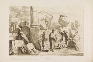 Tobit és a halottak temetése Ó- és Újszövetség Castiglionének (sorozat címe) alkotó: Francesco Bartolozzi