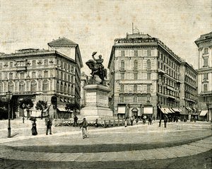II. Viktor Emmánuel (1820-1878) emlékműve, Francesco Barzaghi (1839-1892), Piazza Corvetto, Genova, Liguria, Olaszország alkotó: Francesco Barzaghi