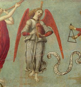 Dudás angyal, 1475-97 körüli tempera a 64871-es panelrészleten, lásd még 64873 és 64874