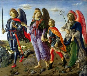 A három arkangyal és Tóbiás alkotó: Francesco Botticini