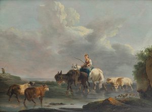 Pásztorlány a patak mellett alkotó: Francesco Casanova