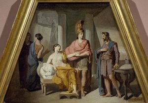 Alexander átengedi Campaspe úrnőjét Apellesnek, Francesco Coghetti (1804-1875), olaj, vászon