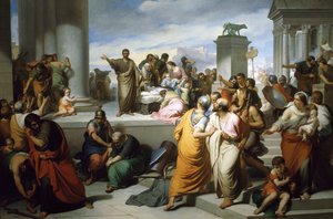 Brutus Lucretia testét mutatja be a rómaiaknak, Francesco Coghetti (1804-1875)
