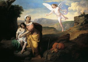 Hágár és Ismáel angyal látogatásában, 1846 körül, Francesco Coghetti (1804-1875), olaj, vászon, 96x132 cm