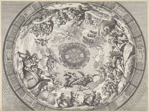 Kupoladísz ószövetségi figurákkal és angyalokkal Cupola prima di mosaico capella del SS.mo Crucifisso (...) (cím a tárgyon) Kupoladíszek a Szent Péter-bazilikában (sorozat címe) alkotó: Francesco Faraone Aquila