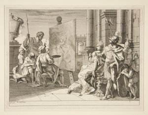 Apelles festménye Campaspe, Nagy Sándor úrnője, egyike a nyolc lenyomatból álló sorozatnak (Varii Baccanali et istorie