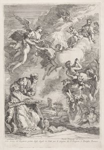 Nagy Szent Gergely és Szent Jeromos imádkoznak a tisztítótűzben lévő lelkekért Molte Anime del Purgatorio portate dagli Angeli in Cielo per le pregiere di S. Gregorio I. Pontefice Romano (cím a tárgyon)