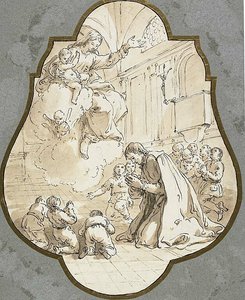 Szűz Mária megjelenése Szent Filippo Neri és tanítványai előtt alkotó: Francesco Fontebasso
