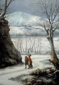 Pár az úton a tél közepén. Francesco Foschi festménye (? - 1805)