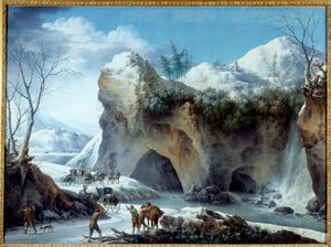 Snow Landscape Lookers fát vágnak, egy szorgalom hamarosan belép az alagútba. Francesco Foschi festménye (1750 és 1805 között aktív) 18. század V. 1,02x1,36 m Grenoble, Musee des Beaux Arts
