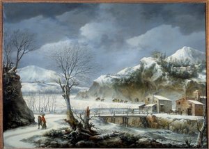 Francesco Foschi téli tájfestménye (meghalt 1805-ben) 18. századi Lille, Szépművészeti Múzeum